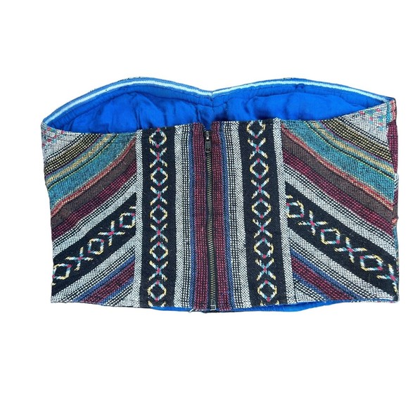 Anthropologie Boho Chic Staring at Stars Corset Top Strapless Cropped Size 6 - Picture 2 of 8